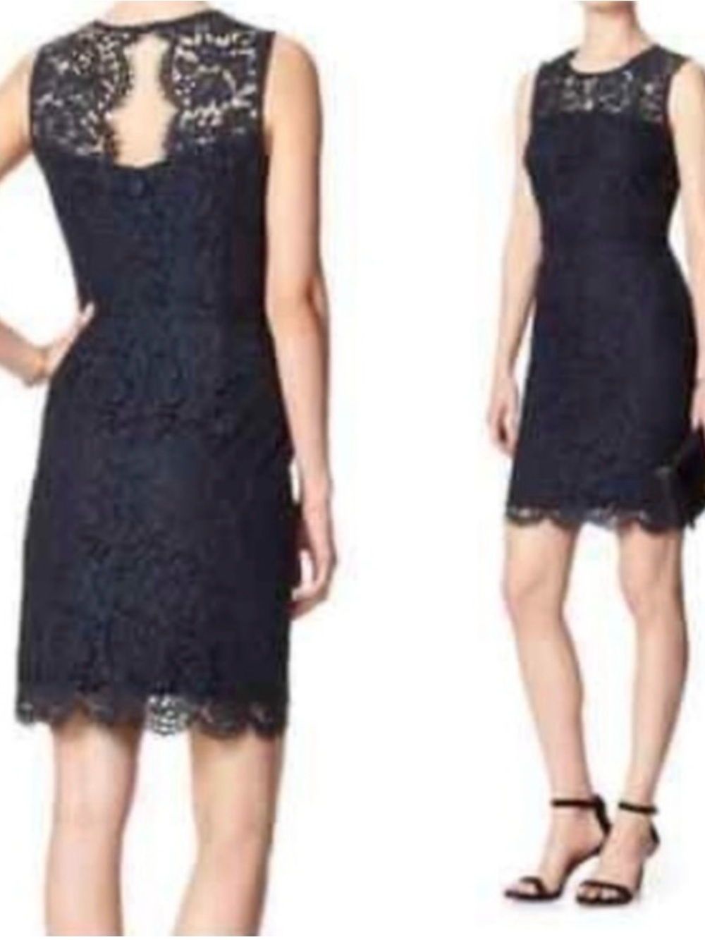 NWOT Banana Republic Navy Lace Slim fit Dress    Sz 0